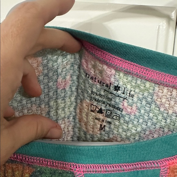 Natural Life mix & Match Waffle Pajama Floral Long Sleeve Top Floral Medium - Picture 3 of 5